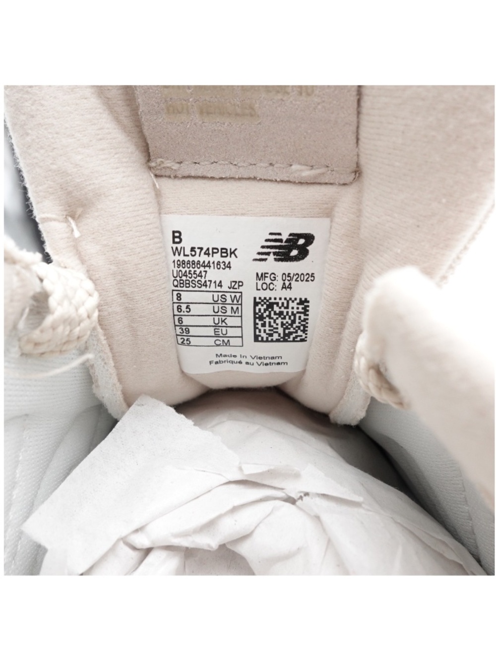 NEW Women's New Balance 574 Suede Sneakers WL574PBK White/Bone Croc - Picture 12 of 16